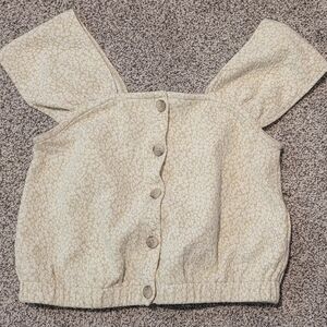 Madewell Cream Button-Front Crop Top